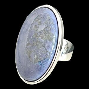 New Boutique Ring Size 8 Semi Precious Stone Silver Tone Cocktail  1N